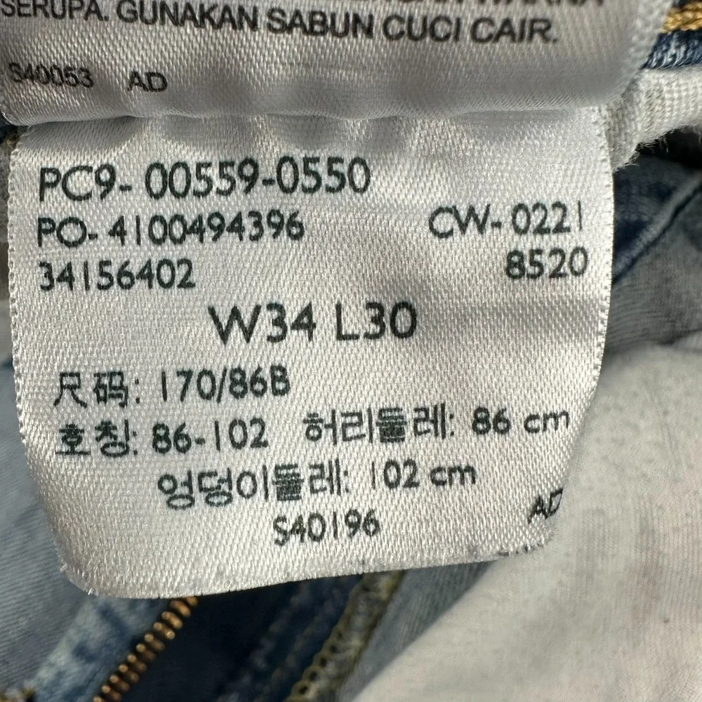 Levi's Slim Tapered Fit Mens 34x30 Jeans Blue Denim Stretch 5 Pockets Mid Rise